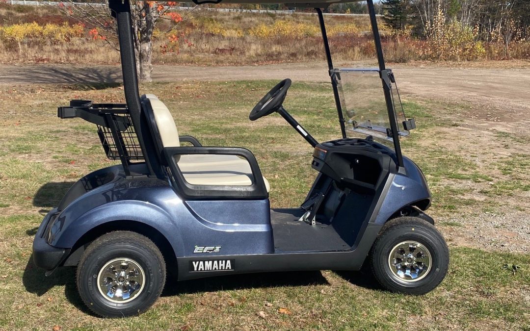 NEW 2027 Yamaha Drive2 48-Volt AC Electric Golf Car in Bluestone Metallic.